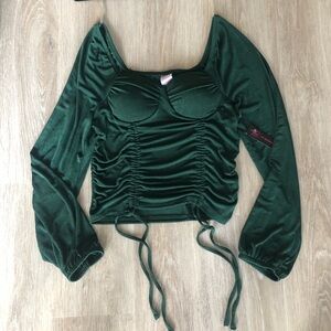 No Boundaries Juniors size XL 15-17 Peasant Top Green Colour